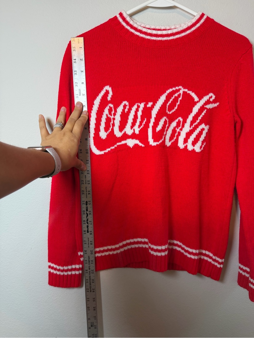 Vintage Coca-Cola Red Knit Sweater Crewneck Pullover Size S - Picture 6 of 8